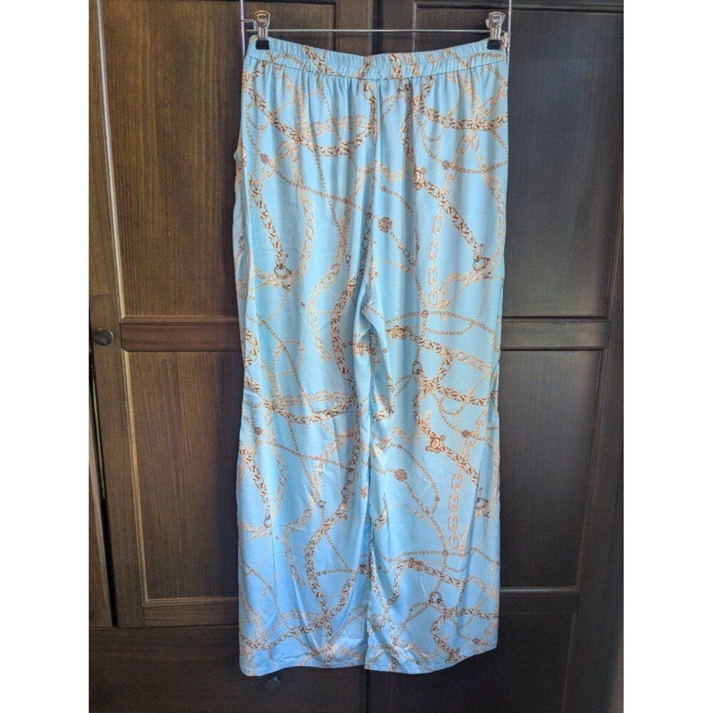 Gracia Chain‑Print Wide‑Leg Pants – Size L